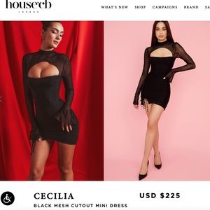 House of CB 'Cecila Black Mesh Cutout Mini Dress'